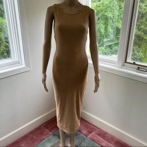 New Akira Swing Low Suede dress in tan- size small.